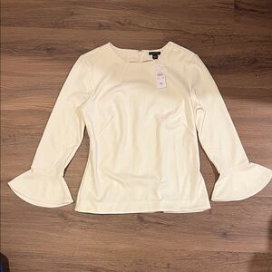 Ann Taylor Cream Flared Sleeve Blouse